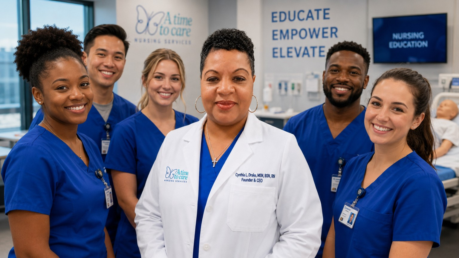 A Time To Care nursing leadership and healthcare team in a training environment